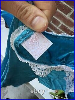 Vintage French Lace Silk Blue Slip Dress by Fifi Chachnil Nightgown/Lingerie