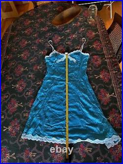 Vintage French Lace Silk Blue Slip Dress by Fifi Chachnil Nightgown/Lingerie