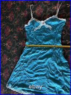 Vintage French Lace Silk Blue Slip Dress by Fifi Chachnil Nightgown/Lingerie