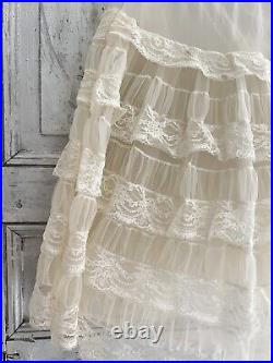 Vintage French acetate FULL undergarment PETTICOAT LACE c1950