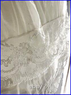 Vintage French acetate FULL undergarment PETTICOAT LACE c1950