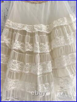 Vintage French acetate FULL undergarment PETTICOAT LACE c1950