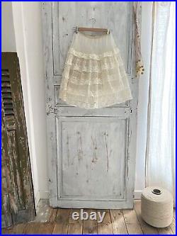 Vintage French acetate FULL undergarment PETTICOAT LACE c1950