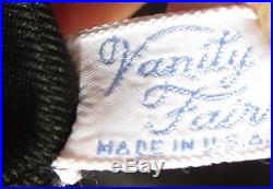 Vintage Full Slip 50's Dress Lace Bodice Lace Hem Vanity Fair EXC Black Nylon 34