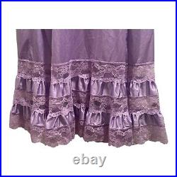 Vintage Full Slip Lace Dress Petticoat Layers Grannycore Purple Union Sz 46 USA