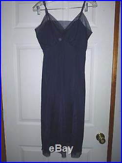 Vintage Full Slip Silky Nylon VAN RAALTE Blue Dress Nighty Lingerie 36