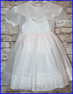 Vintage Girl Circle Dress Frilly Lacy Organza Dot Swiss Bloomers Slip 3T