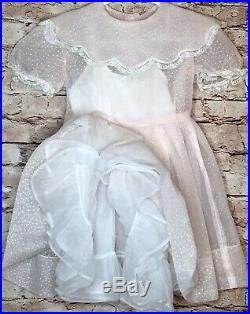 Vintage Girl Circle Dress Frilly Lacy Organza Dot Swiss Bloomers Slip 3T