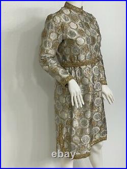 Vintage Givenchy Nouvelle Boutique Dress Metallic Lace Net Over Silk Est Size 2