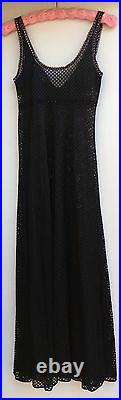 Vintage Glydons Hollywood Black Mesh With Pink Accents Gown Slip Dress Made In USA