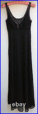 Vintage Glydons Hollywood Black Mesh With Pink Accents Gown Slip Dress Made In USA