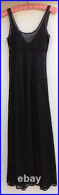 Vintage Glydons Made In USA Hollywood Black Mesh With Pink Accents Gown Slip Dress