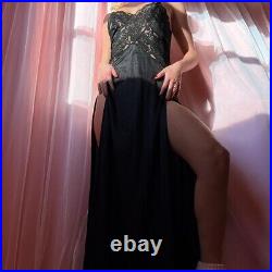 Vintage Glydons Of Hollywood Black Lace Slip Gown