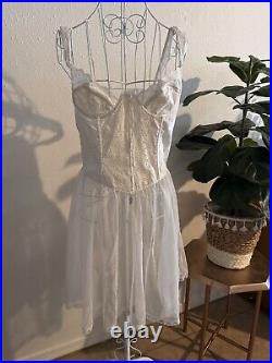 Vintage Gold Label Victoria Secret Lingerie Corset Lace Eyelet Slip Dress