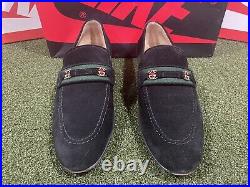 Vintage Gucci Black Suede Womens Loafers Double G Logo Slip On Size 7.5