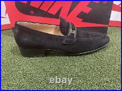 Vintage Gucci Black Suede Womens Loafers Double G Logo Slip On Size 7.5