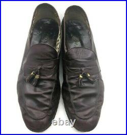 Vintage Gucci Burgundy Leather Tassle Slip On Loafers US 12M Euro 45