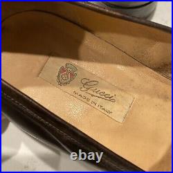 Vintage Gucci Horsebit Brown Leather Driving Loafers Men's Shoes EU 45