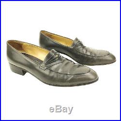 Vintage Gucci Loafers Men's 12 Solid Gray Leather Round Toe Slip On 45 M