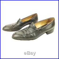 Vintage Gucci Loafers Men's 12 Solid Gray Leather Round Toe Slip On 45 M