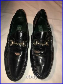 Vintage Gucci Mens Black Horsebit Leather Slip On Loafers- Size EU 42 D/US 8.5