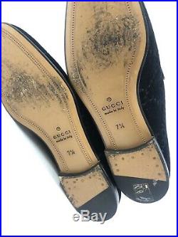 Vintage Gucci Mens Black Suede GG Horsebit Loafers Slip On Shoes Sz 7.5
