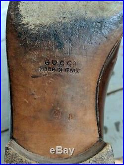Vintage Gucci Slip On Loafer Dress Shoes Leather Horse bit 41 M 8 US Brown Italy