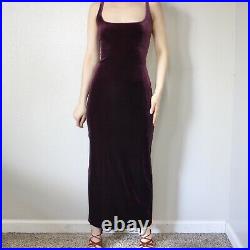 Vintage Guess Collection Long Velvet Dress Size S Formal Plum Purple Slit Hem