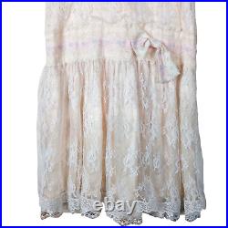 Vintage Gunne Sax Jessica McClintock Dress Lace Overlay Light Pink 12 Cottagecor