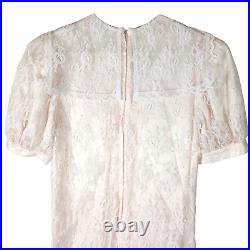 Vintage Gunne Sax Jessica McClintock Dress Lace Overlay Light Pink 12 Cottagecor