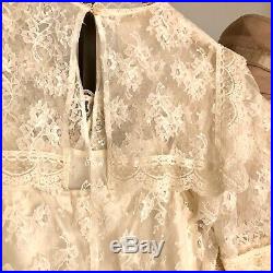 Vintage Gunne Sax Jessica McClintock Ivory Lace 20s Prairie Dress & Silk Slip 12