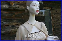 Vintage HANDMADE Beige Empire Slip Dress 6 Grosgrain Strap MATCHING CAPE OOAK