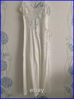 Vintage HANRO beautiful long Lace Cotton white gown, slip size 38, fits S-M