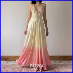 Vintage Hand Dyed Gradient Pink Yellow Slip Dress (XS-S)
