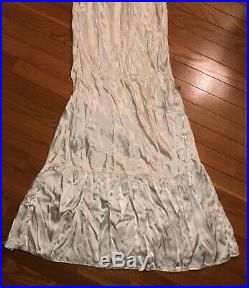 Vintage Handmade 1929 Silk Satin Wedding Dress Slip Trousseau Bias Cut Nightgown