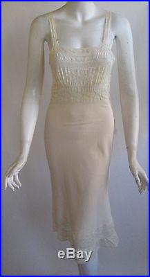 Vintage Hattie Carnegie 1940s 50s silk and hand made lace slip dress