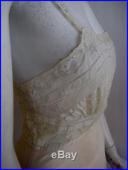 Vintage Hattie Carnegie 1940s 50s silk and hand made lace slip dress