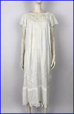 Vintage Ibiza White Cotton Sun Dress Size L Bing Style 90s Slip