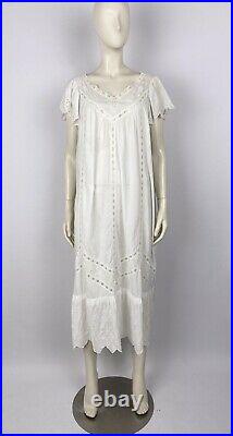 Vintage Ibiza White Cotton Sun Dress Size L Bing Style 90s Slip