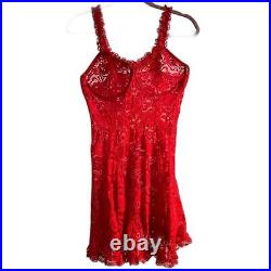 Vintage Inner Most Lace Slip Dress Size XL Red Lingerie Holiday Lacy Sexy