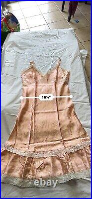 Vintage Italian Handmade Nightgown Slip Dress Peach XL Ruffles