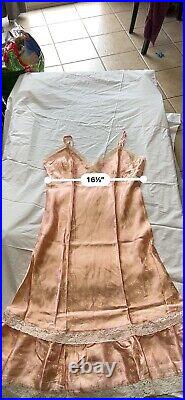 Vintage Italian Handmade Nightgown Slip Dress Peach XL Ruffles