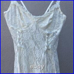 Vintage Ivory Lace Babydoll Slip Mini Dress