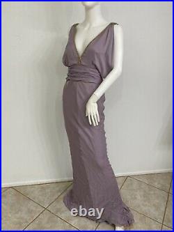Vintage J Mendel Silk Chiffon Slip Dress Bias Cut Beading Made In USA Fits 0-2