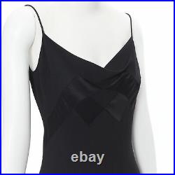 Vintage JOHN GALLIANO 1995 Runway black silk bias cut paneled slip gown dress M
