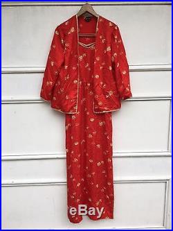 Vintage Jenny Lewis Red Silk Gold Dress Jacket Blouse As New Chinese Slip