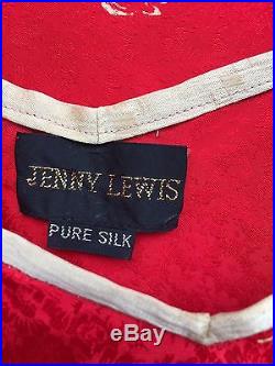 Vintage Jenny Lewis Red Silk Gold Dress Jacket Blouse As New Chinese Slip