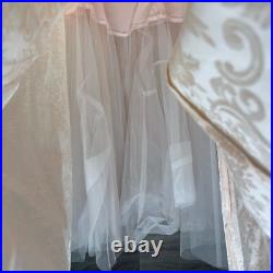 Vintage Jessica Mcclintock Womens Wedding Gown Pink Floral Jacquard Net Slip 16