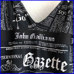 Vintage John Galliano Black/White Gazette Newspaper Iconic Slip Cotton Dress