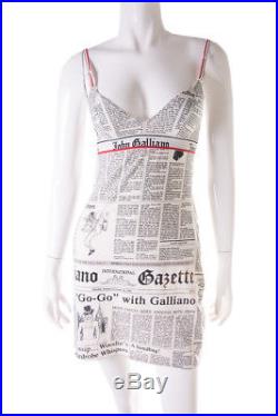 Vintage John Galliano Newspaper Print Slip Dress